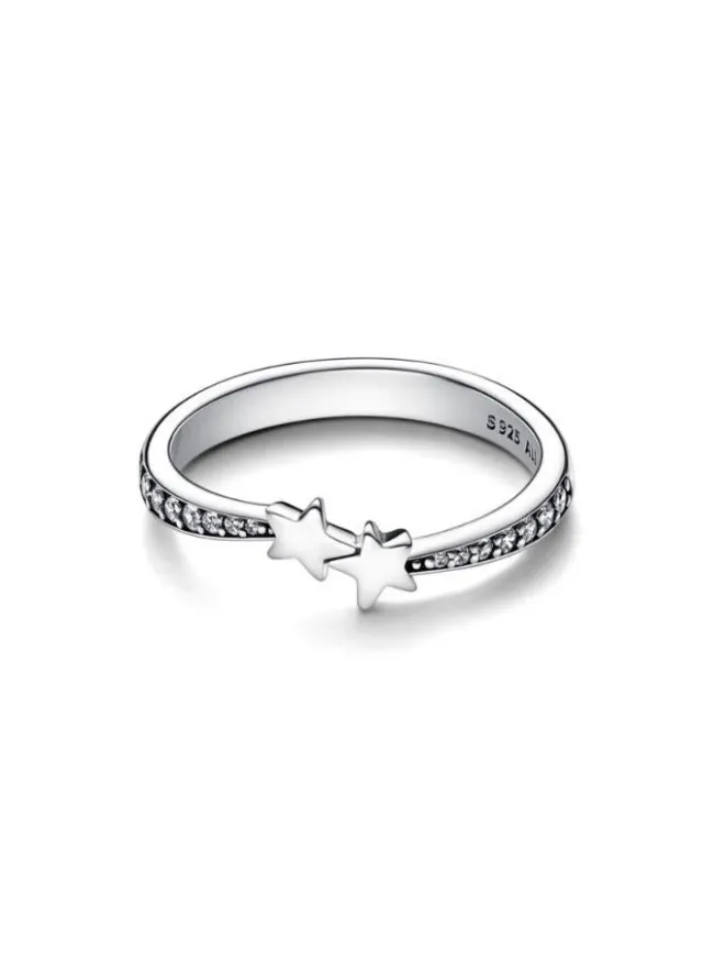Stars sterling silver ring with clear cubic zirconia – image 2