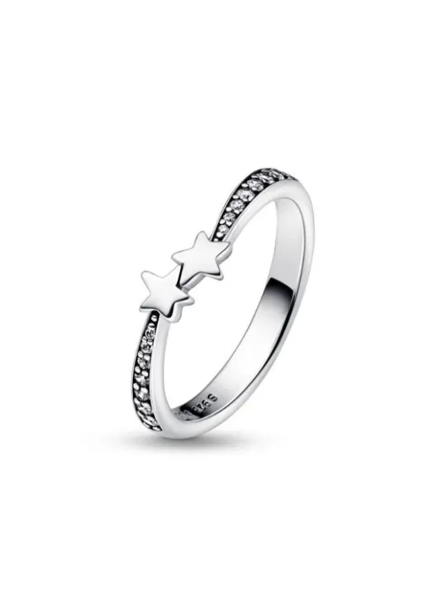 Stars sterling silver ring with clear cubic zirconia – image 3