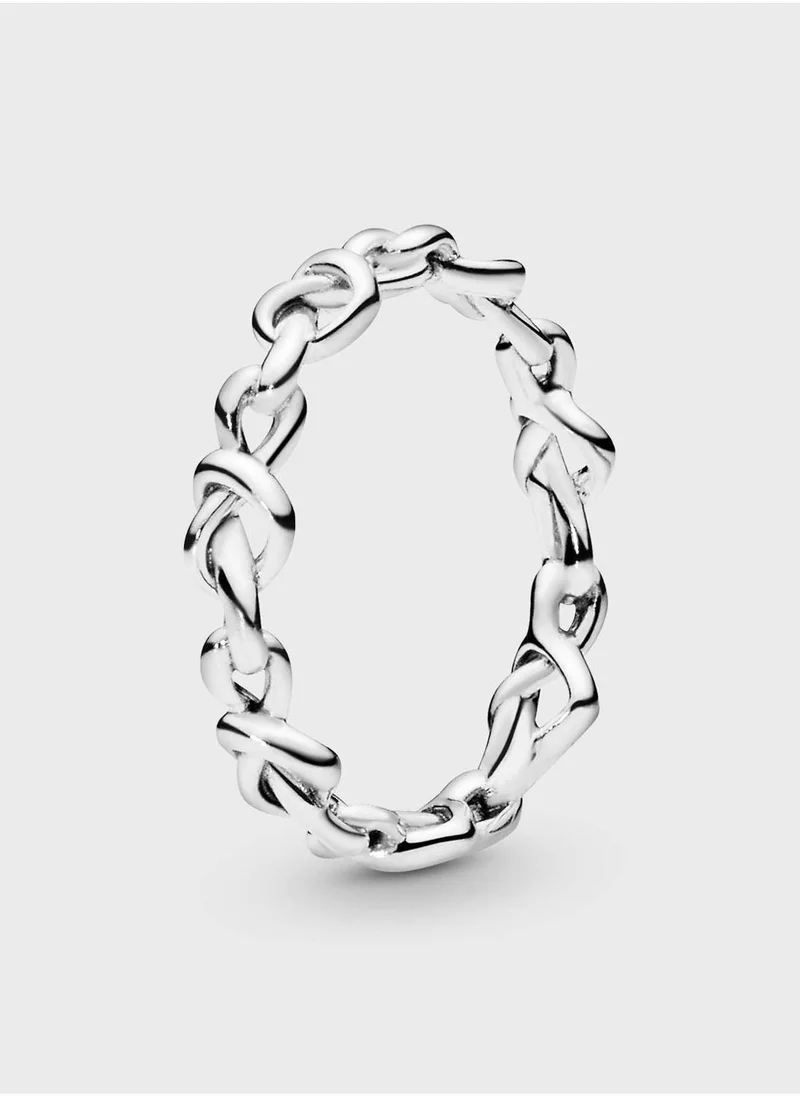 Knotted Hearts Ring, Silver