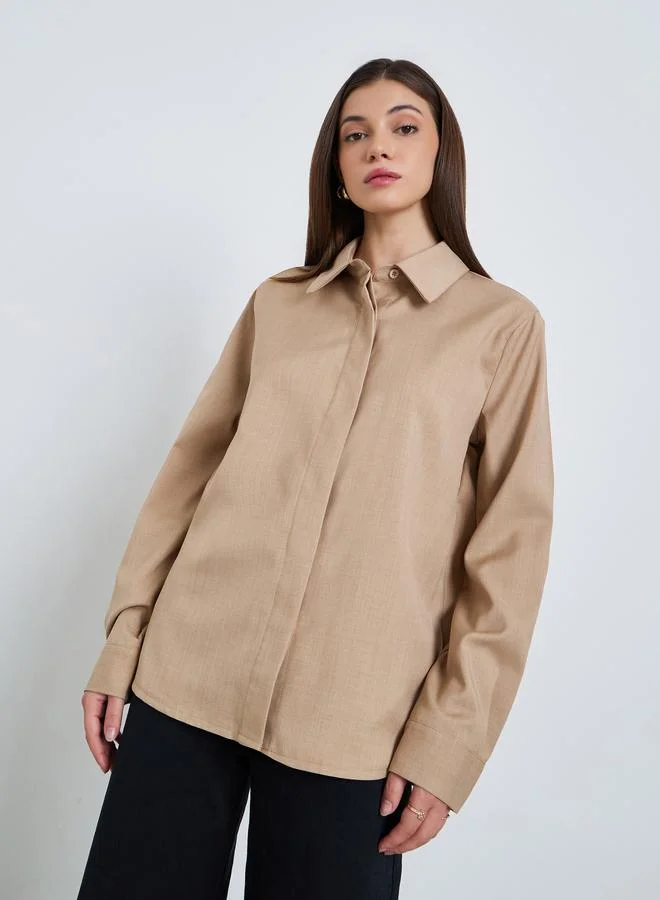 Oversized Balloon Sleeve Shirt Blue