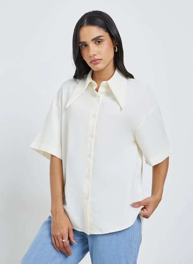 Oversized Balloon Sleeve Shirt Blue