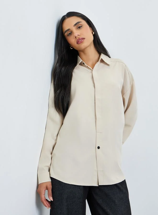 Oversized Balloon Sleeve Shirt Blue