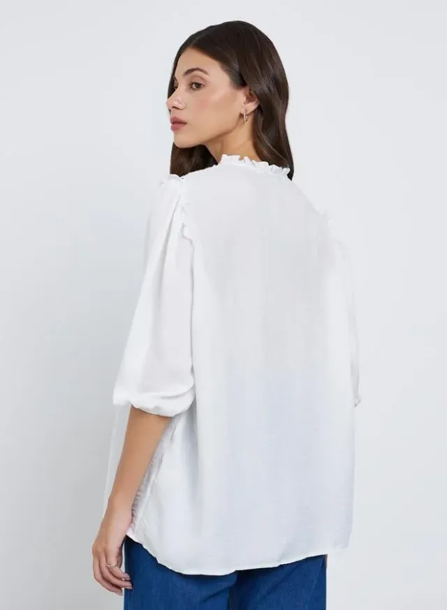 Solid Burnout Oversized Shirt, White – image 4