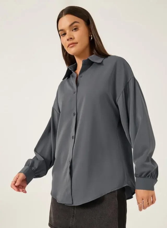 Oversized Balloon Sleeve Shirt Pink – image 3