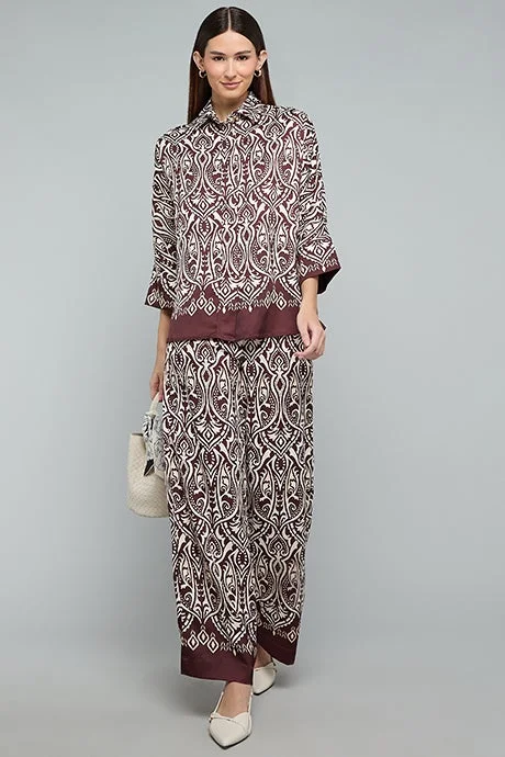 Patterned Shirt with Classic Collar and 3/4 Sleeves