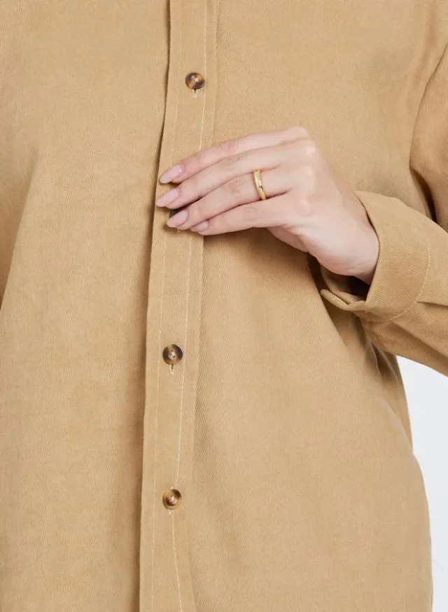 Oversized 3/4 Sleeve Shirt Tan – image 4