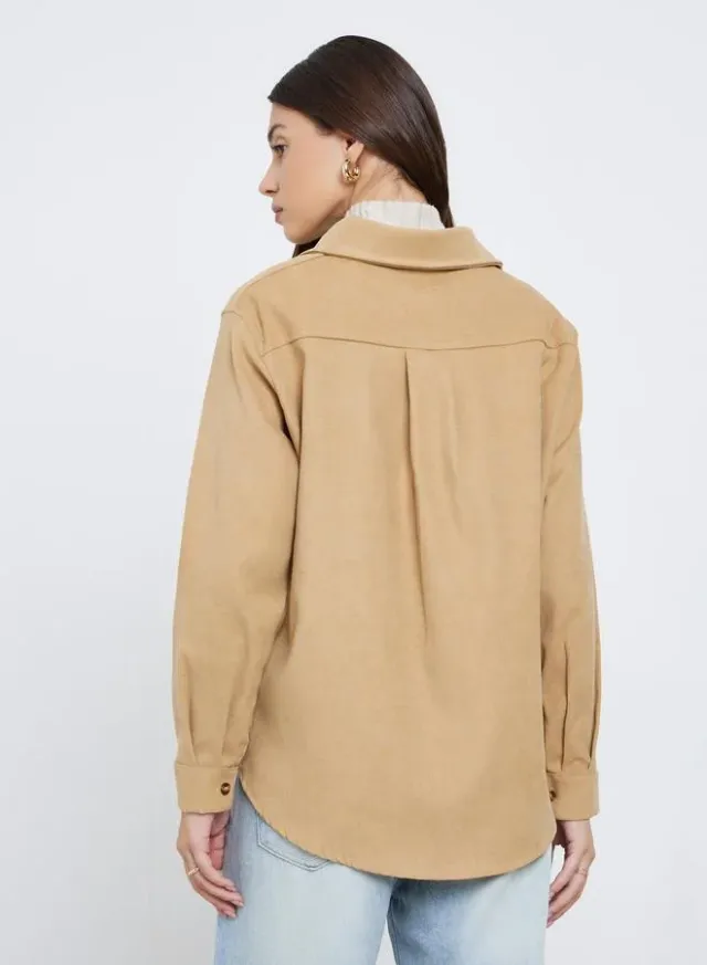 Oversized 3/4 Sleeve Shirt Tan – image 5