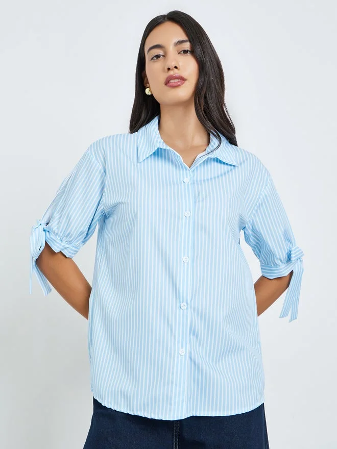 Styli Striped Tie-Sleeve Shirt blue