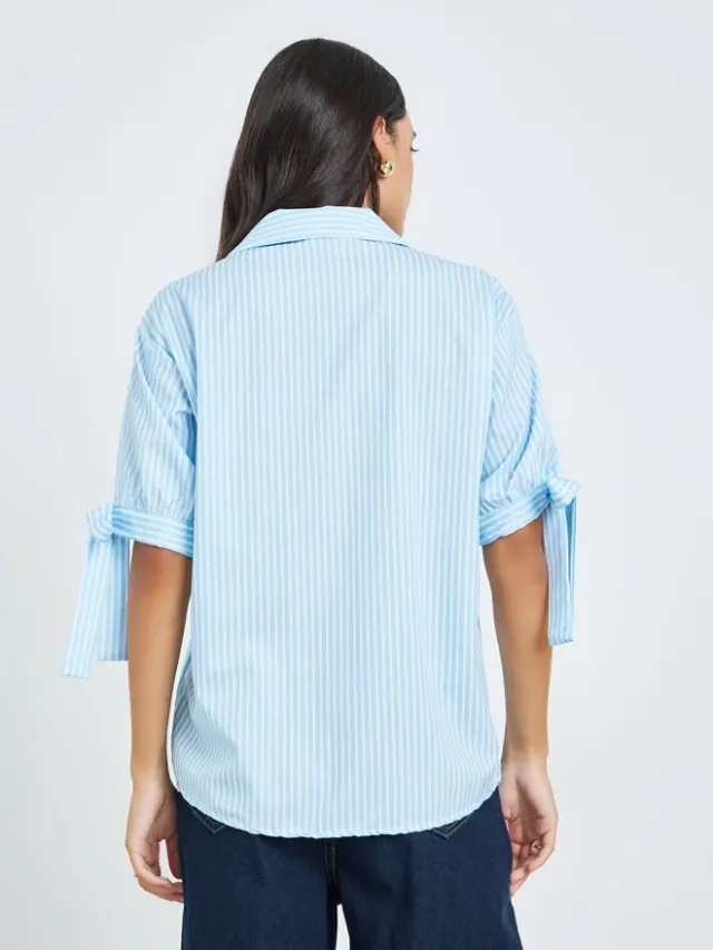 Styli Striped Tie-Sleeve Shirt blue – image 5