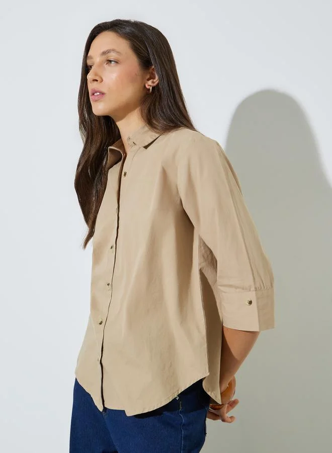 Cotton Relaxed Fit Shirt Burgundy