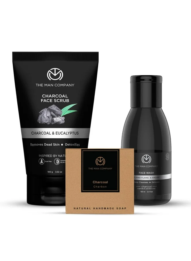 The Man Company Charcoal Gift Set - Face Wash, Scrub & Soap, Pack of 3