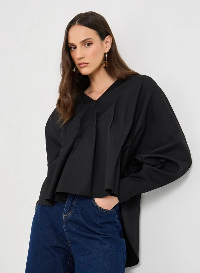 Open Collar Oversized Shirt Sand Beige