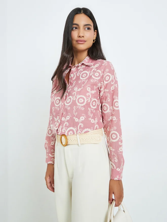 Styli Embroidered Relaxed Fit Shirt blue