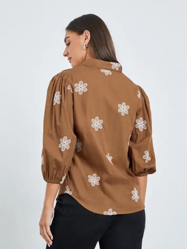Styli Embroidered Relaxed Fit Shirt blue – image 5