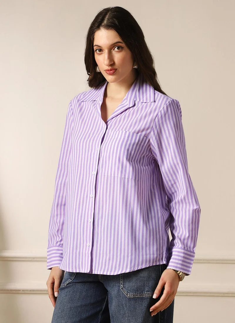 Globus Women's Striped Oversized Shirt Lavender