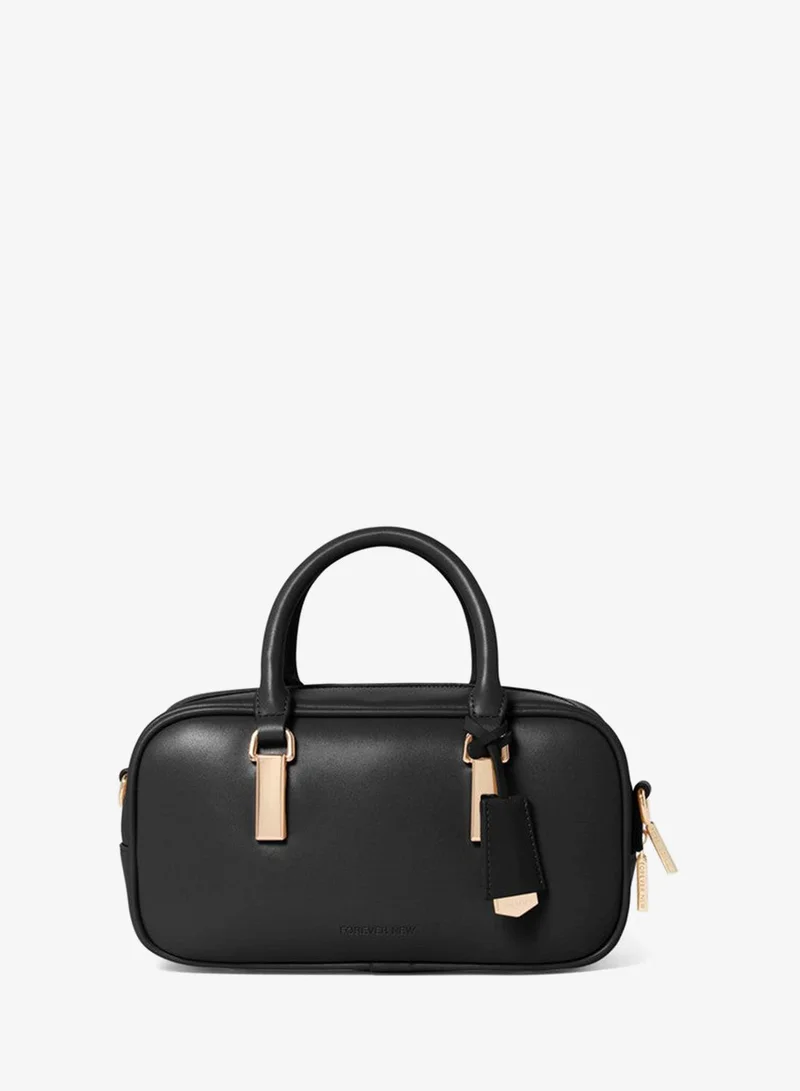 TERRI Metal Trim Barrel Bag BLACK