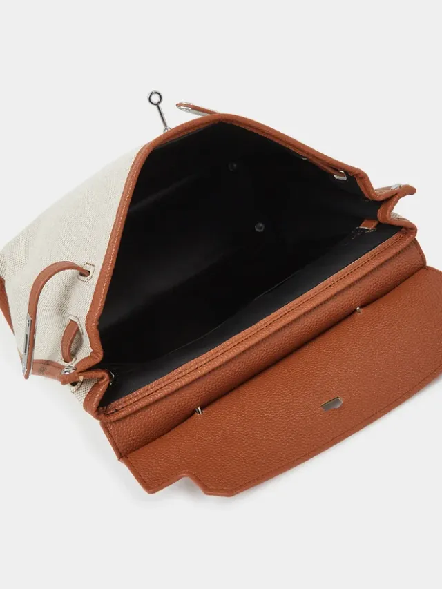 Styli Contrast Flap Detail Handbag white – image 5