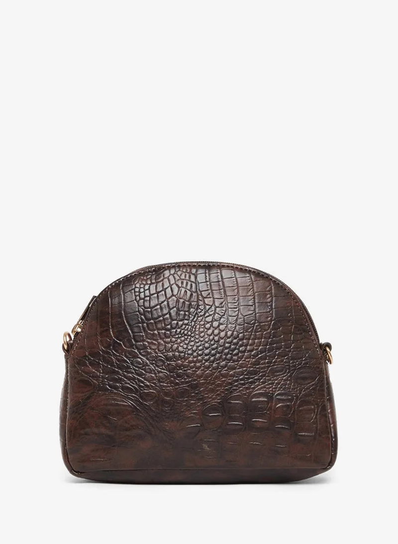 Croc Effect Sling Bag brown