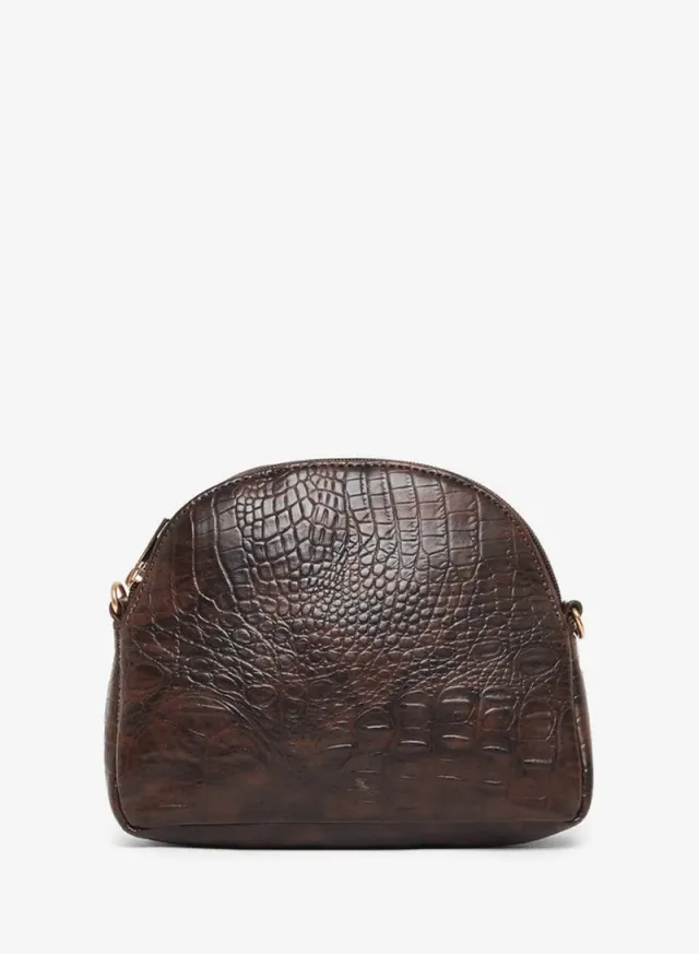 Croc Effect Sling Bag brown