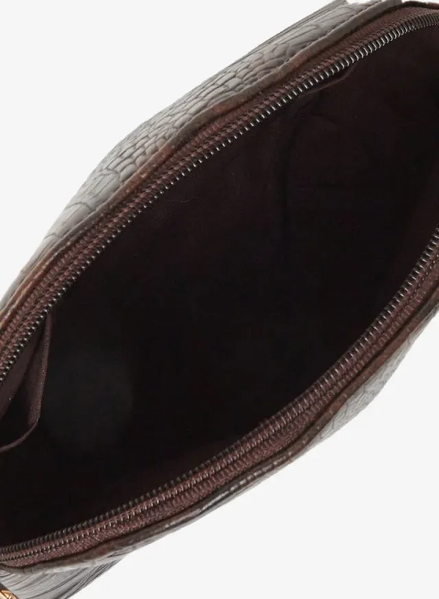 Croc Effect Sling Bag brown – image 3