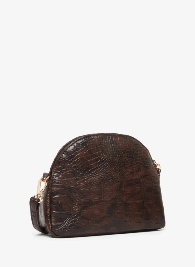 Croc Effect Sling Bag brown – image 4