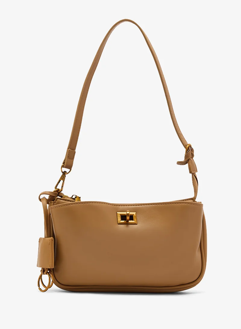 Classic PU Shoulder Bag Beige
