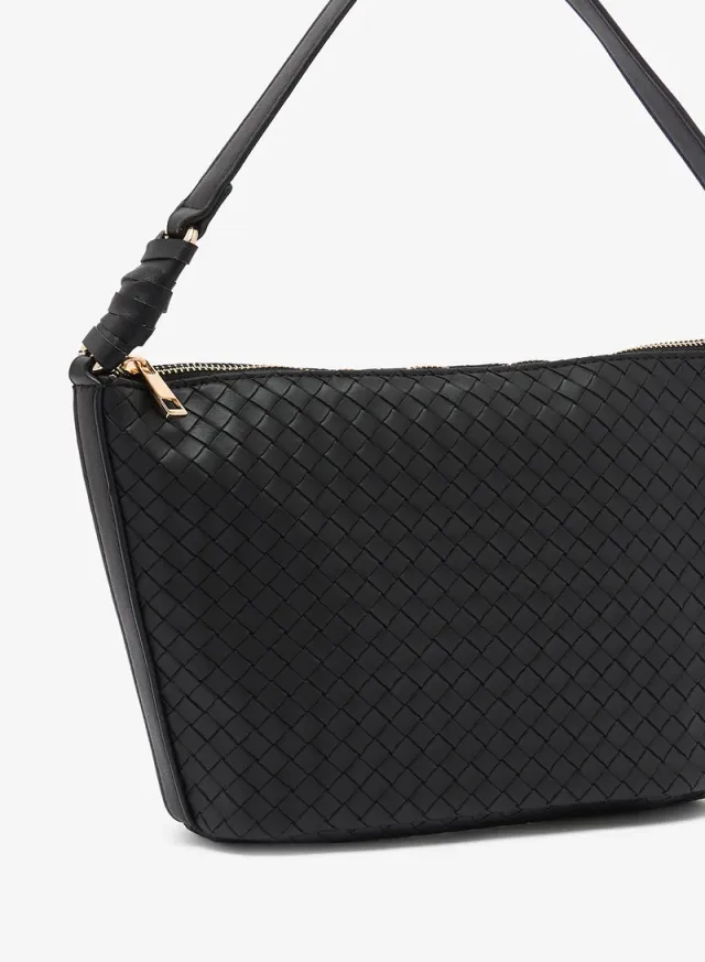 Large Woven Shoulder Bag BLACK – image 3