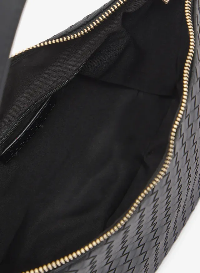 Large Woven Shoulder Bag BLACK – image 4
