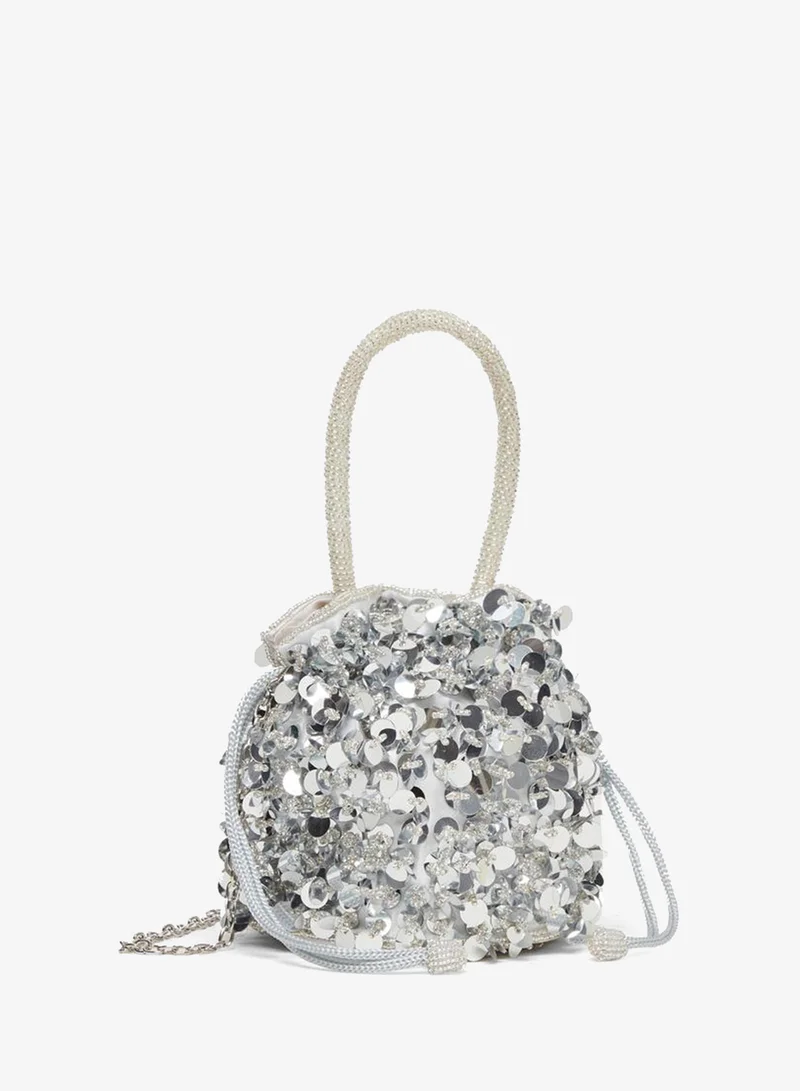Sequin Bucket Bag Silver