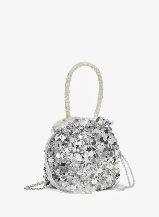 Sequin Bucket Bag Silver
