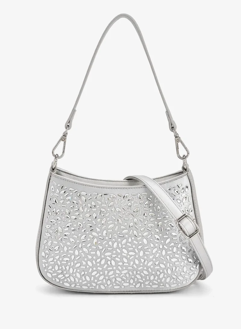 Embellished Shoulder Bag SILVER