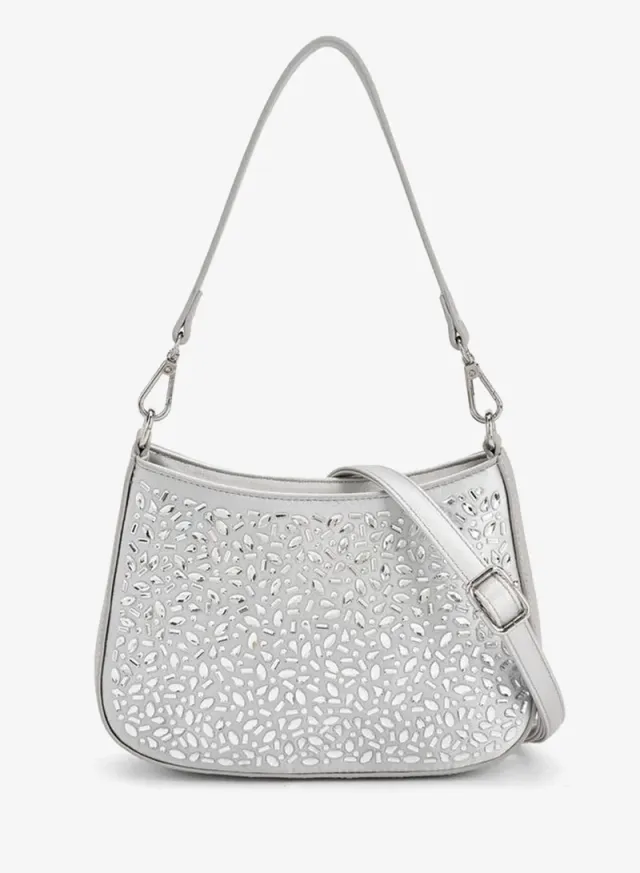 Embellished Shoulder Bag SILVER