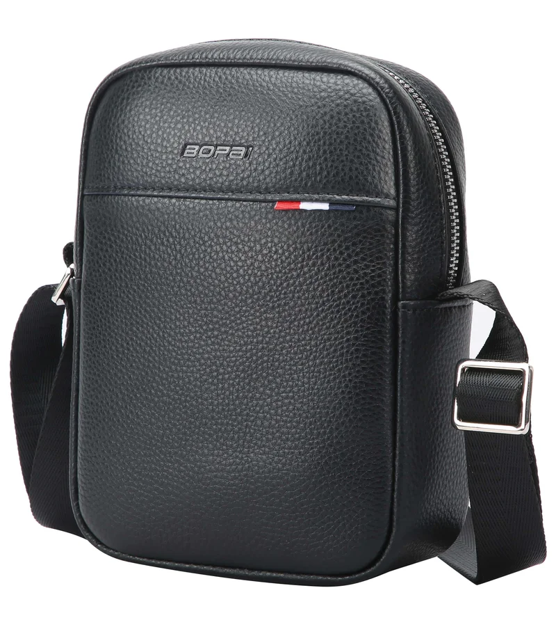 Unisex Water Resistant Synthetic Leather Side Sling Bag Black