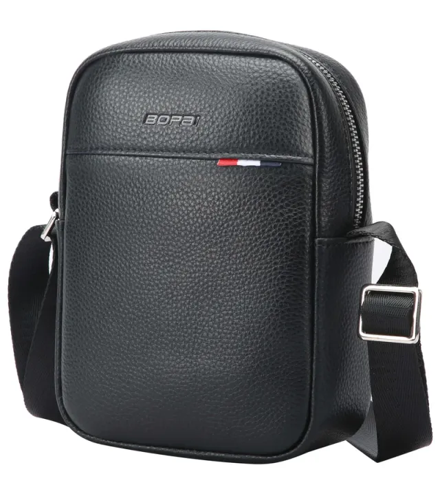 Unisex Water Resistant Synthetic Leather Side Sling Bag Black