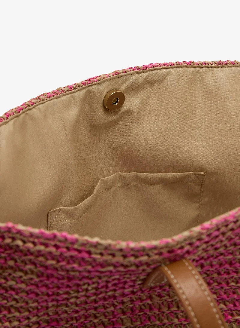 Bright Pink Straw Shopper Bag