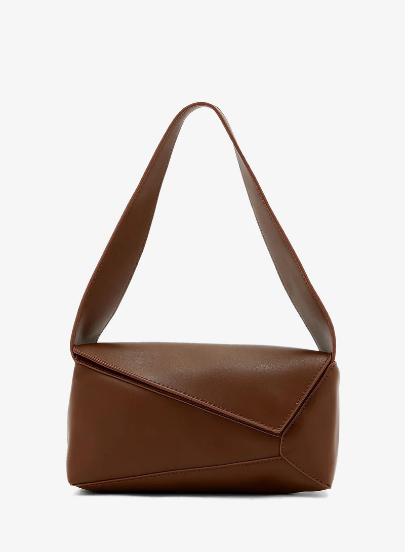 Paneled Shoulder Bag Brown