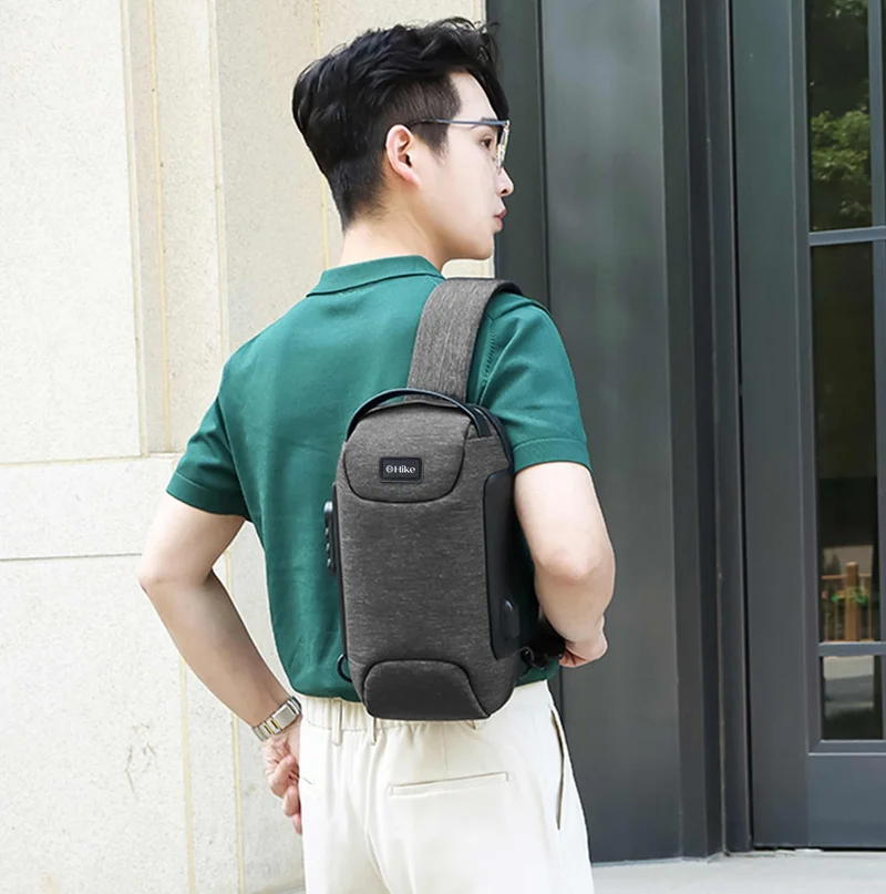 Unisex Crossbody Bag Water Resistant Anti-Theft Shoulder Bag with Built in USB Port and 3-Digit Combination lock for Business Travel Outdoor Shopping, HKSBYG