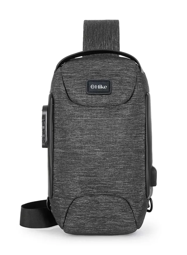 Unisex Anti-Theft Water Resistant Crossbody Bag with USB & Lock grey – image 3