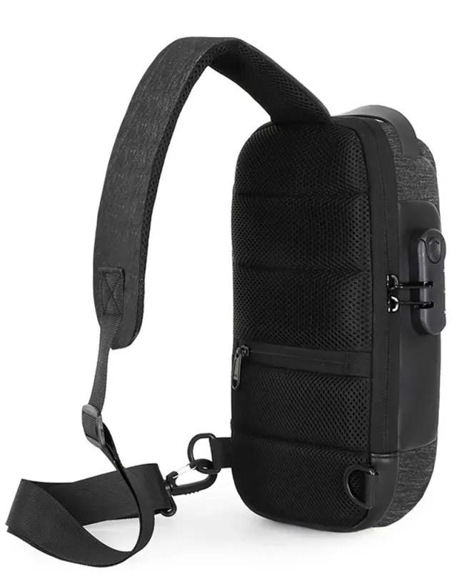 Unisex Anti-Theft Water Resistant Crossbody Bag with USB & Lock grey – image 4