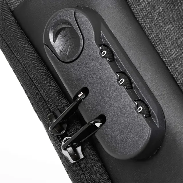Unisex Anti-Theft Water Resistant Crossbody Bag with USB & Lock grey – image 7