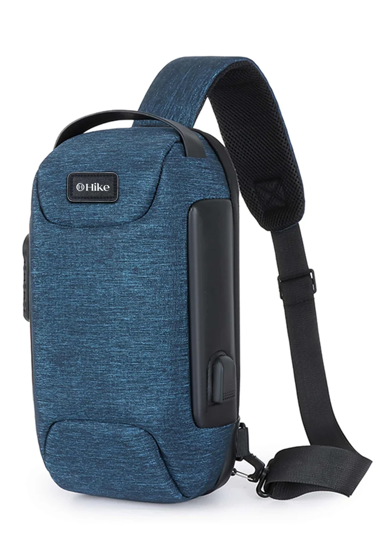 Unisex Anti-Theft Water Resistant Crossbody Bag with USB & Lock grey