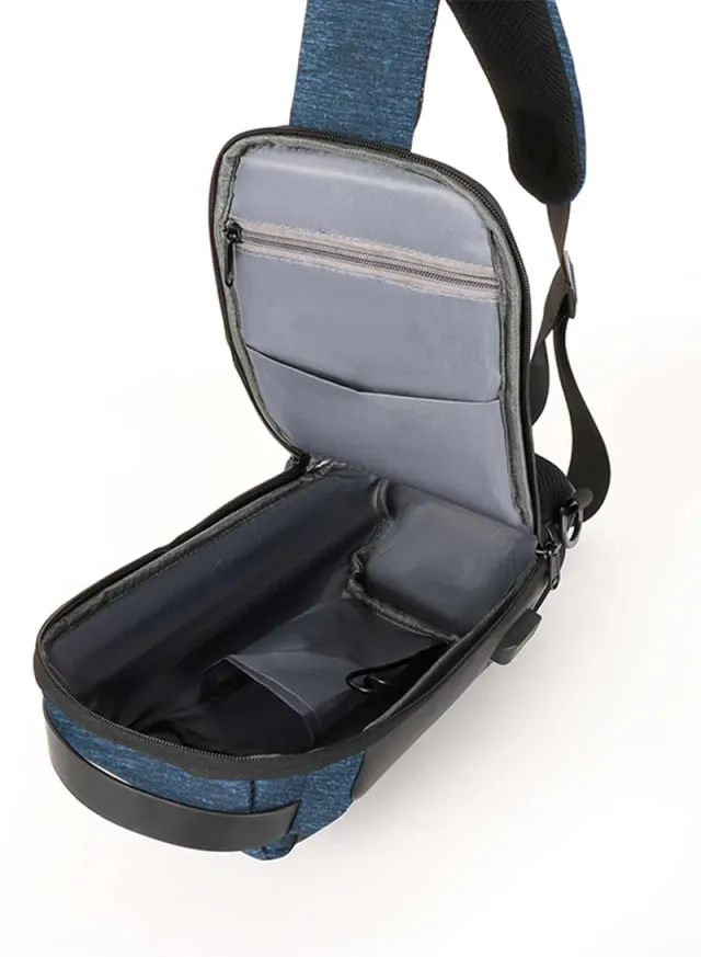 Unisex Anti-Theft Water Resistant Crossbody Bag with USB & Lock grey – image 10