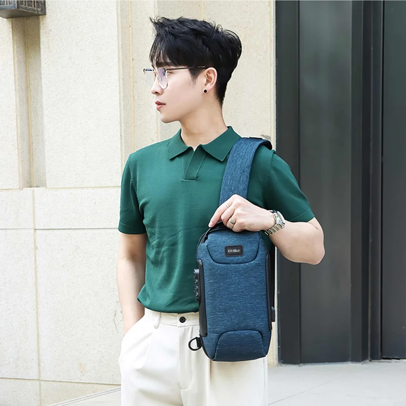 Unisex Crossbody Bag Water Resistant Anti-Theft Shoulder Bag with Built in USB Port and 3-Digit Combination lock for Business Travel Outdoor Shopping, HKSBYG