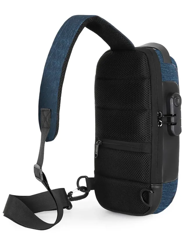 Unisex Anti-Theft Water Resistant Crossbody Bag with USB & Lock grey – image 4