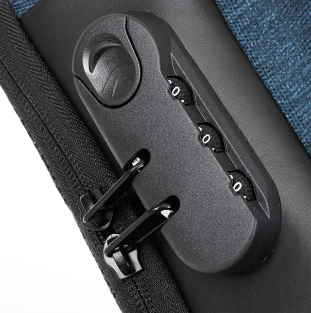 Unisex Anti-Theft Water Resistant Crossbody Bag with USB & Lock grey – image 7