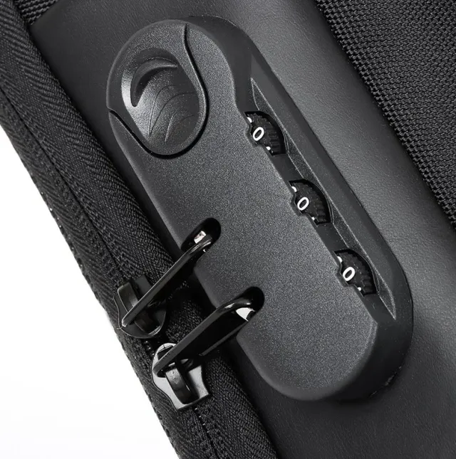 Unisex Anti-Theft Water Resistant Crossbody Bag with USB & Lock grey – image 7