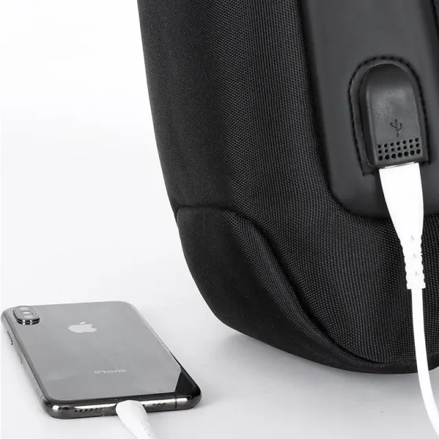 Unisex Anti-Theft Water Resistant Crossbody Bag with USB & Lock grey – image 9