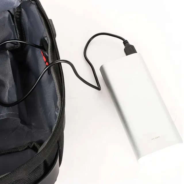 حقيبة كروس بودي للجنسين مضادة للسرقة ومقاومة للماء مع منفذ USB وقفل رمادي – صورة 9