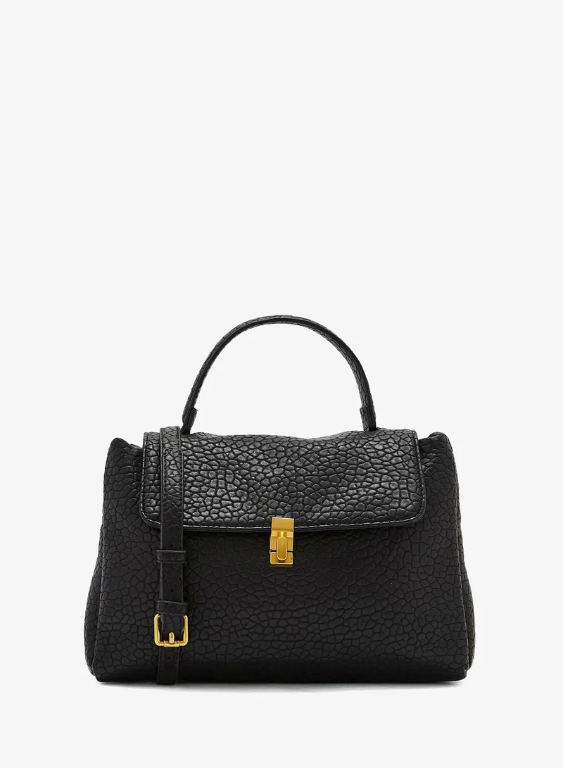 Croc Effect Shoulder Bag Black