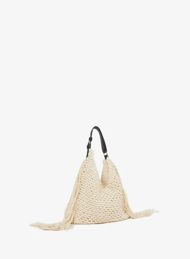 Tasseled Shoulder Bag Cream